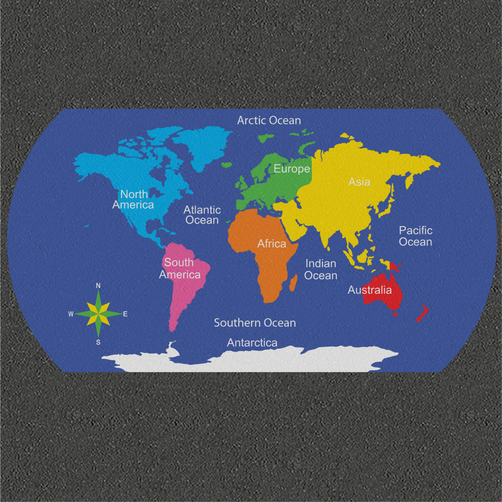 Mark map. Pacific, Ocean, Arctic, Ocean, Atlantic, Ocean,, Antartica,. N World.