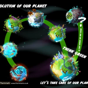 Wall panel featuring evolution of the planet